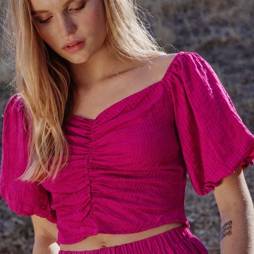 Lucy Paris Gathered Naomi Top‎ in Fuchsia Size XL